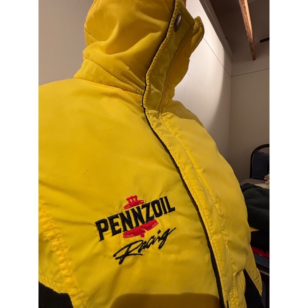 Pennzoil Racing Jacket Yellow Black Full Zip,embroidered logo,vintage,swingster - Picture 2 of 9
